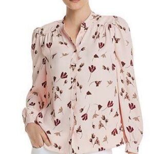 Joie pale Pink and Burgundy Floral Blouse